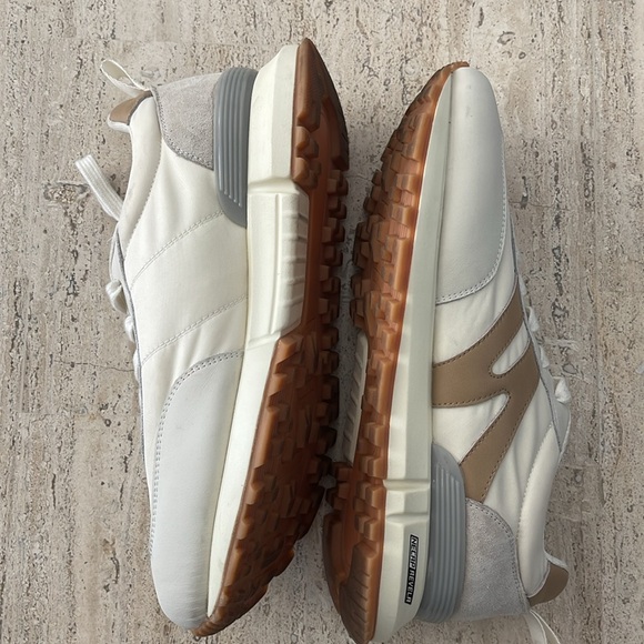 Somiliss Sneakers Genuine Leather Suede Patchwork Lace-Up Cream/Tan Size 9.5 - Picture 9 of 17